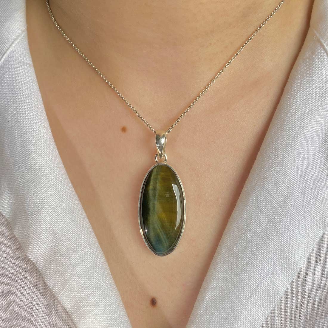 Blue Tiger Eye Pendant-(BTE-P-11.)